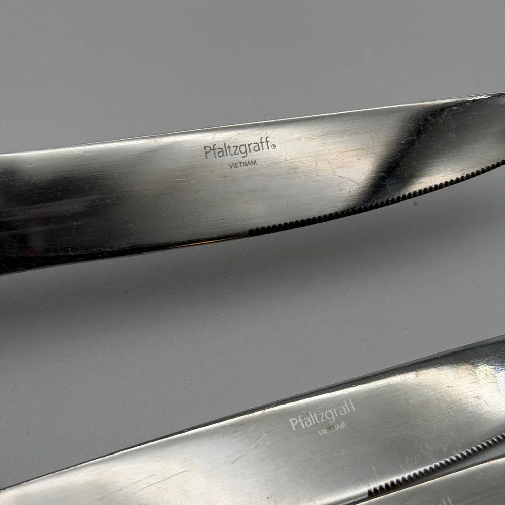 Pfaltzgraff Stainless Steel Serrated Dinner Knives Set of 3 Silver Flatware